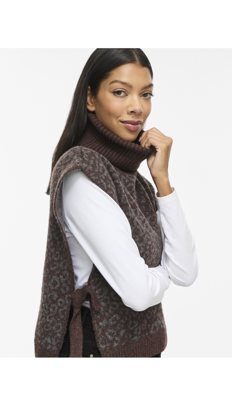 Poncho Léopard Coffee Bean VILEOLINE VILA - 2 | TOP